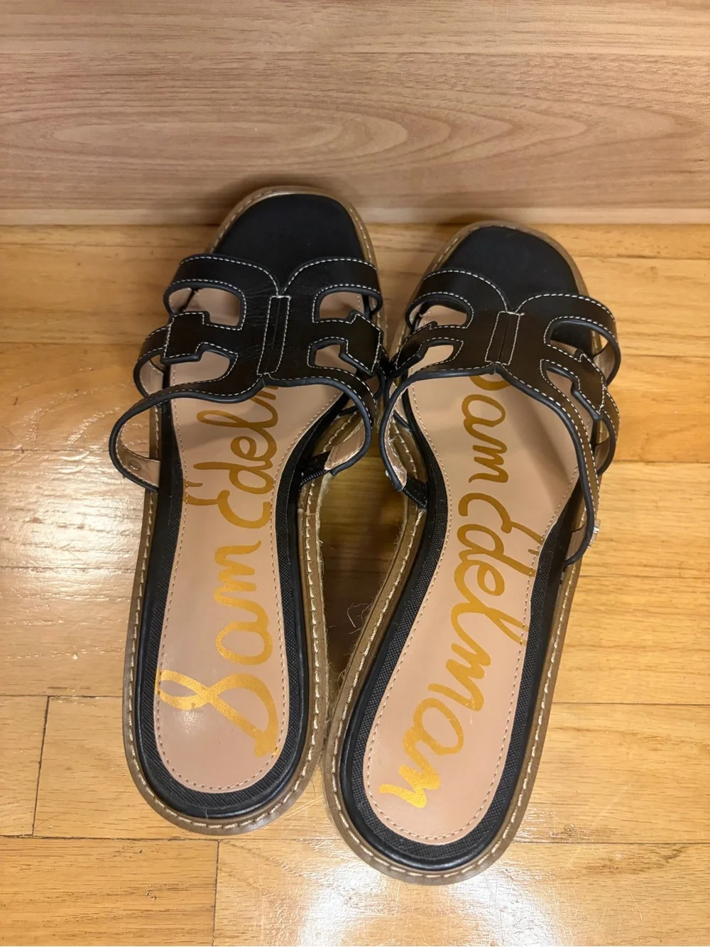 Sam Edelman Laine Black Platform Wedge Sandals - Size 9.5